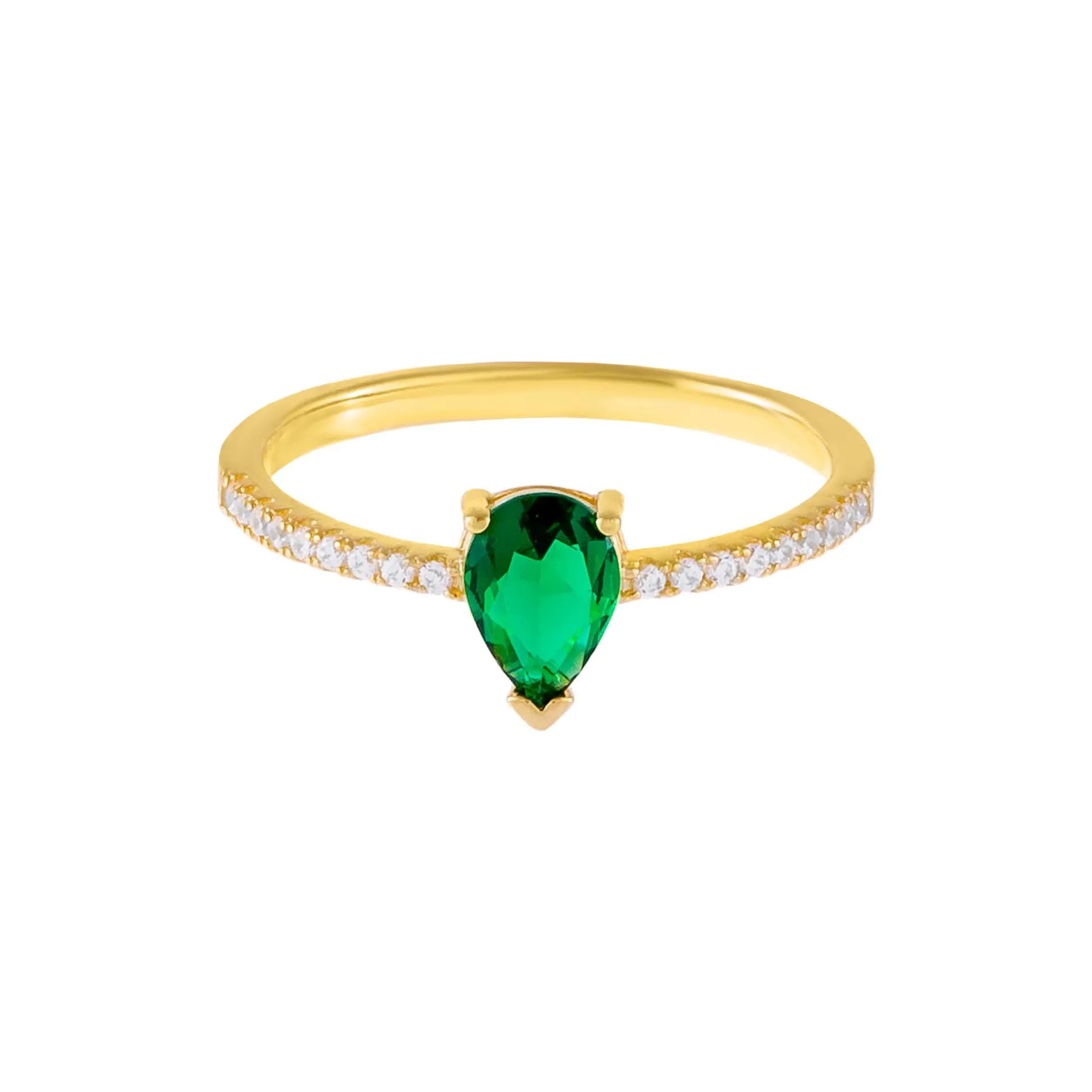 CZ Emerald Green Teardrop Ring sold by Adina Eden's product image thumbnail 3