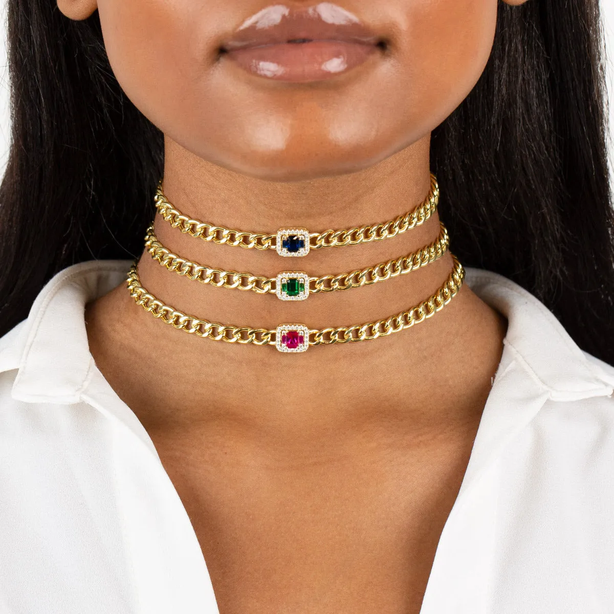 CZ Colored Illusion Cuban Choker sold by Adina Eden's product image thumbnail 2