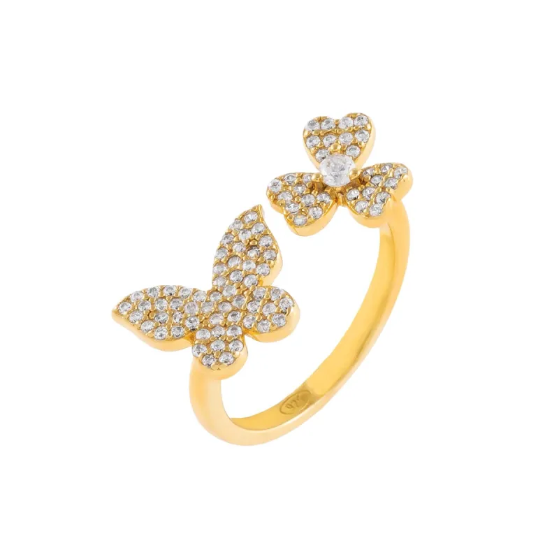 Pavé Butterfly X Clover Ring sold by Adina Eden's