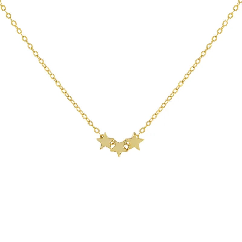 Solid Triple Star Necklace sold by Adina Eden's