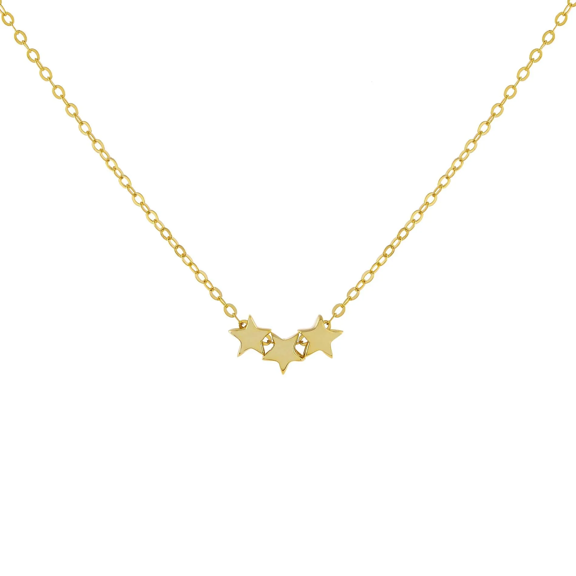 Solid Triple Star Necklace sold by Adina Eden's
