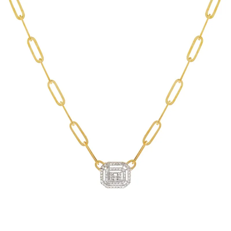 Radiant Diamond Paperclip Necklace 14K sold by Adina Eden's