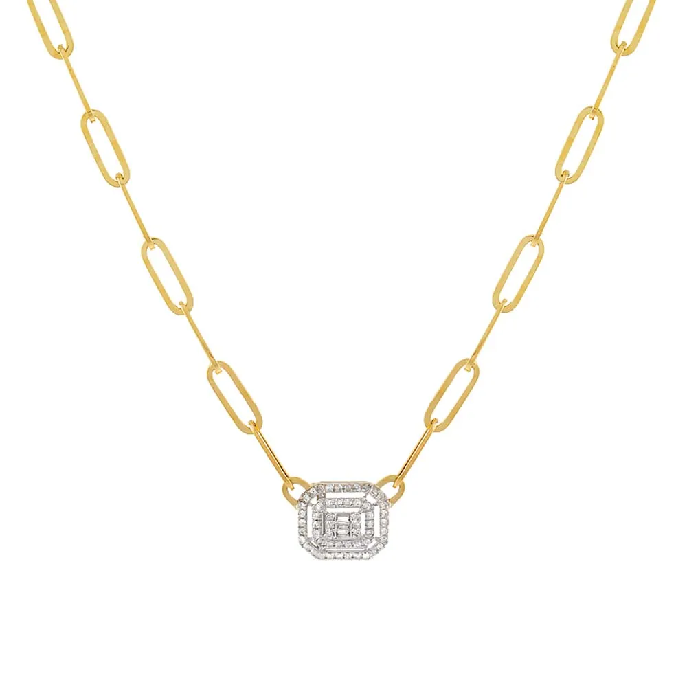 Radiant Diamond Paperclip Necklace 14K sold by Adina Eden's