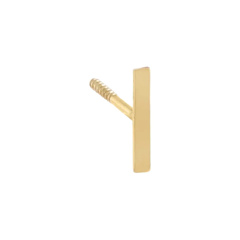 Thin Bar Threaded Stud Earring 14K sold by Adina Eden's