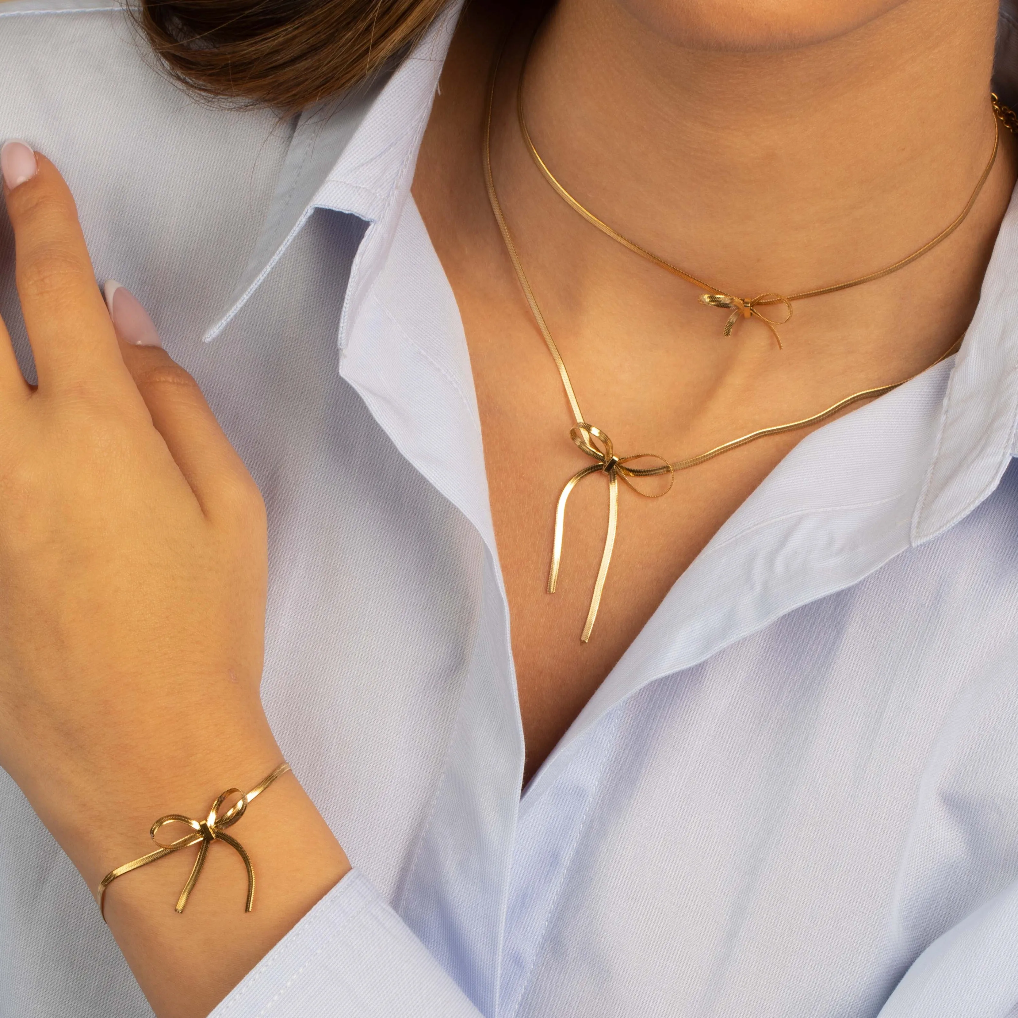 Mini Bow Herringbone Bracelet sold by Adina Eden's product image thumbnail 3