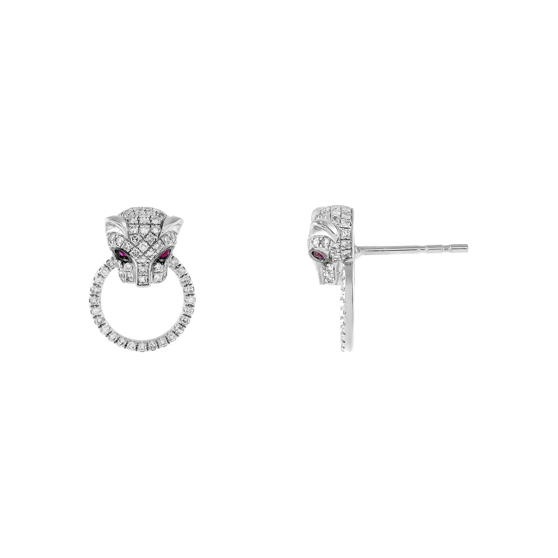 Diamond Ruby Panther Stud Earring 14K sold by Adina Eden's