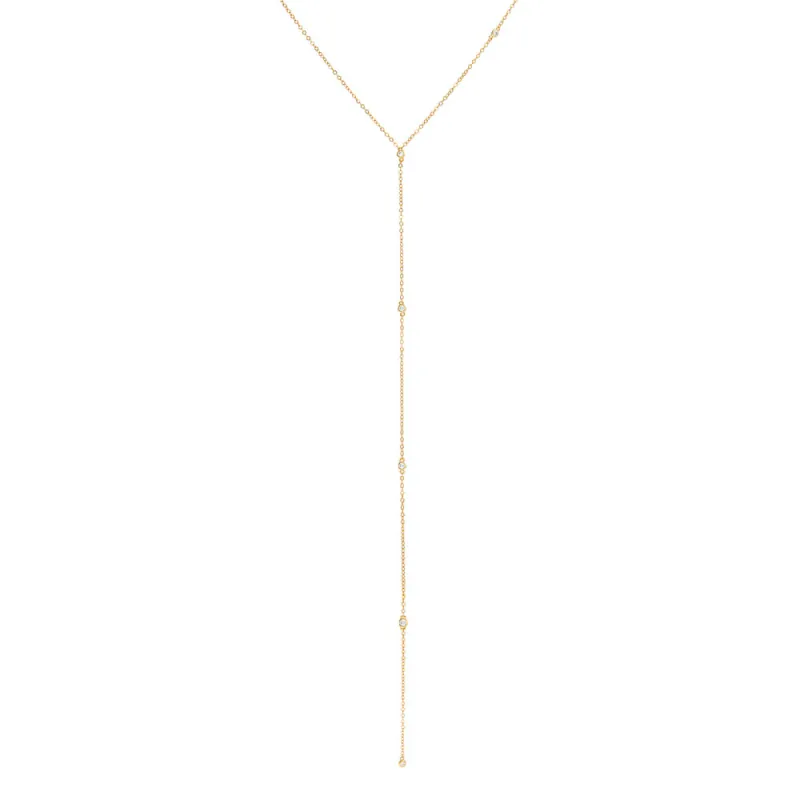 Long CZ Bezel Lariat sold by Adina Eden's