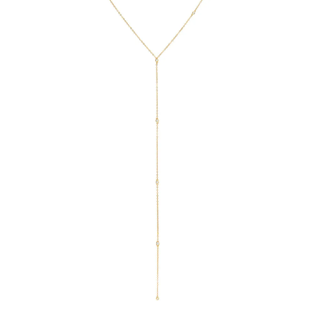 Long CZ Bezel Lariat sold by Adina Eden's