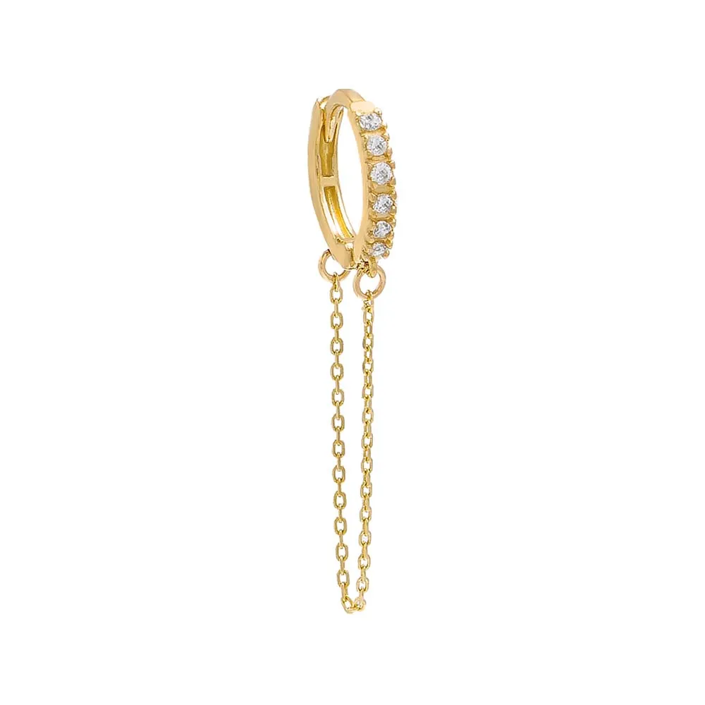 Pavé Chain Drop Huggie Earring 14K sold by Adina Eden's