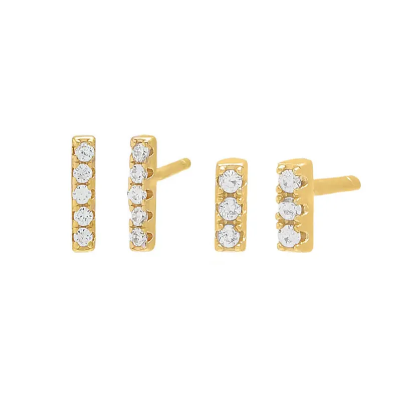 Pave Bar Studs Earring Combo Set sold by Adina Eden's