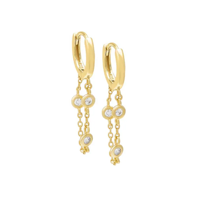 Bezel Chain Huggie Earring sold by Adina Eden's