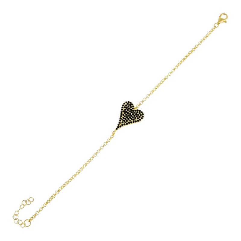 Onyx Pavé Heart Bracelet sold by Adina Eden's