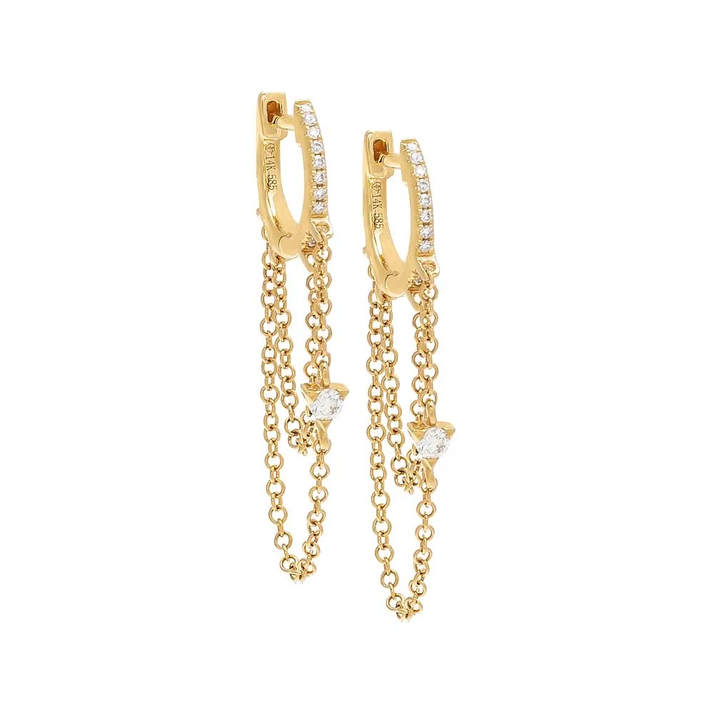 Diamond Chain Huggie Earring 14K sold by Adina Eden's