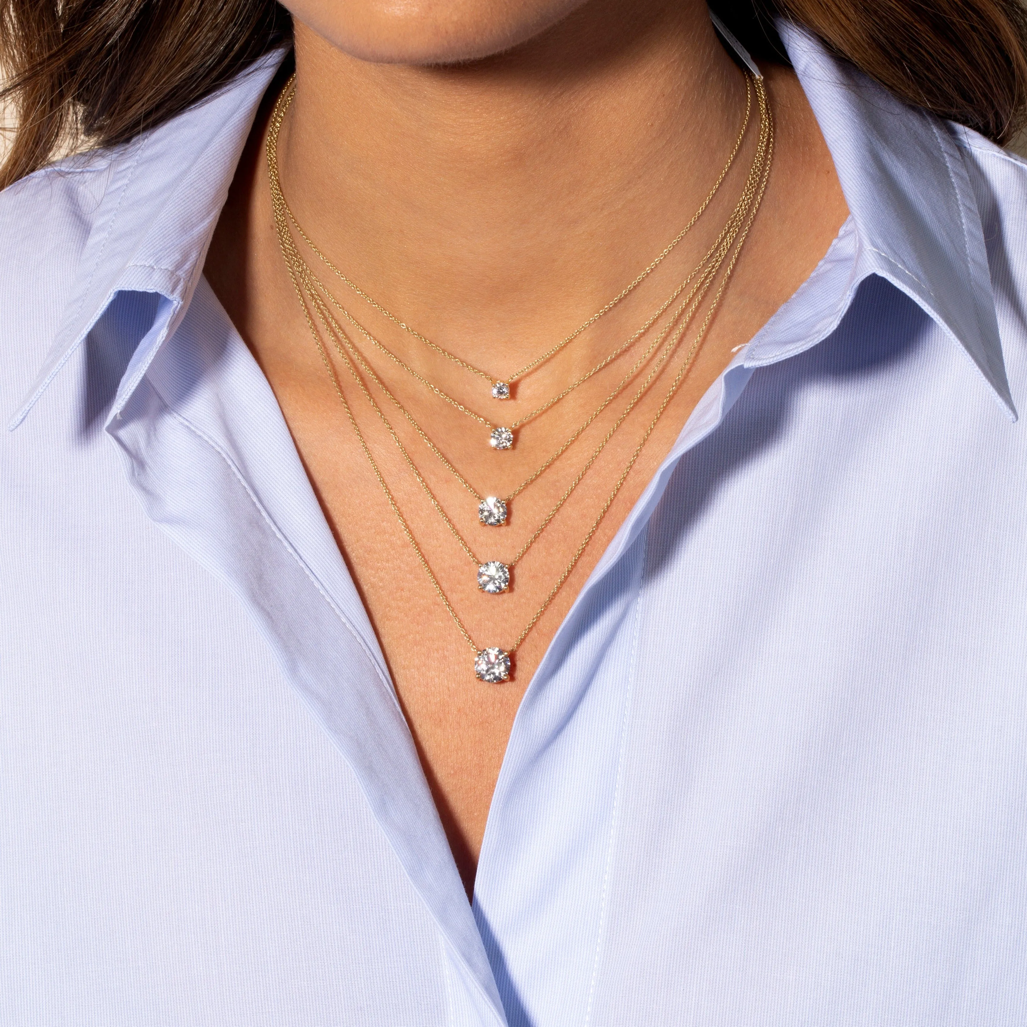 Lab Grown Diamond Round Solitaire Necklace 14K sold by Adina Eden's product image thumbnail 2