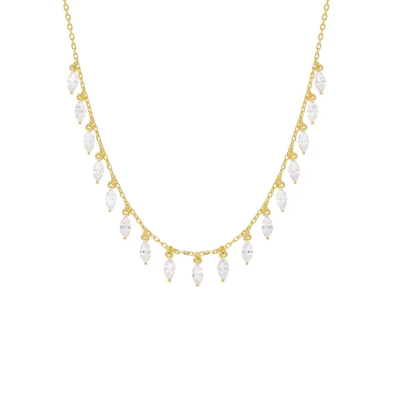 Multi CZ Marquise Dangle Necklace sold by Adina Eden's