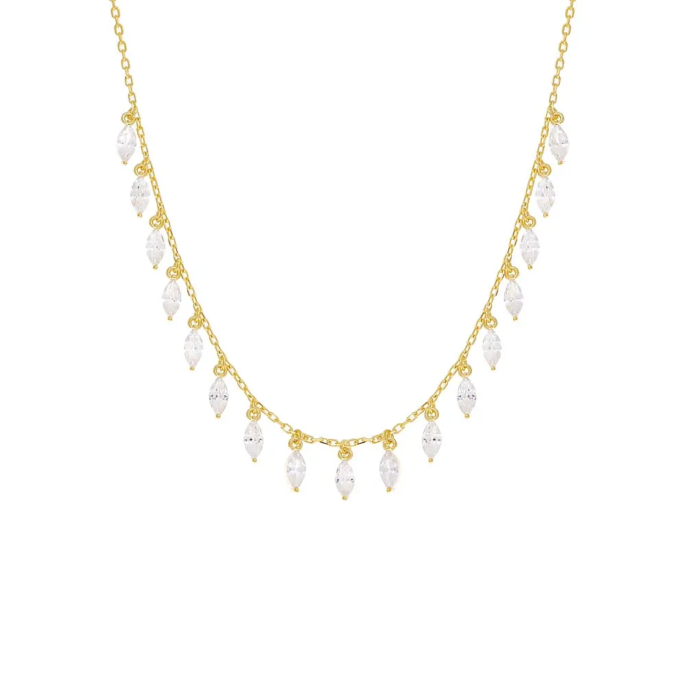 Multi CZ Marquise Dangle Necklace sold by Adina Eden's