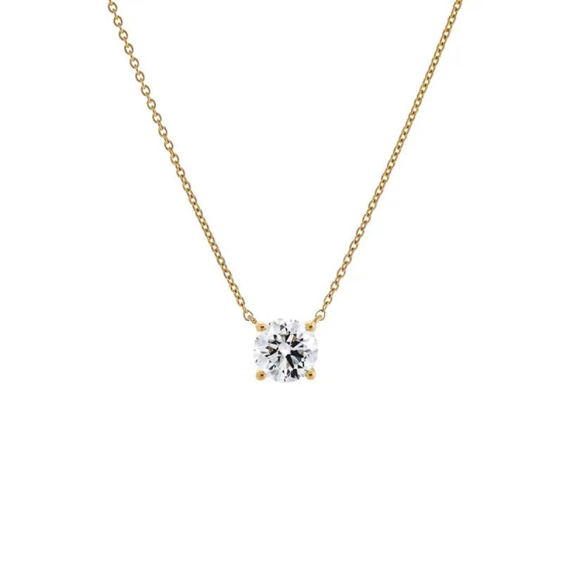 Lab Grown Diamond Round Solitaire Necklace 14K sold by Adina Eden's