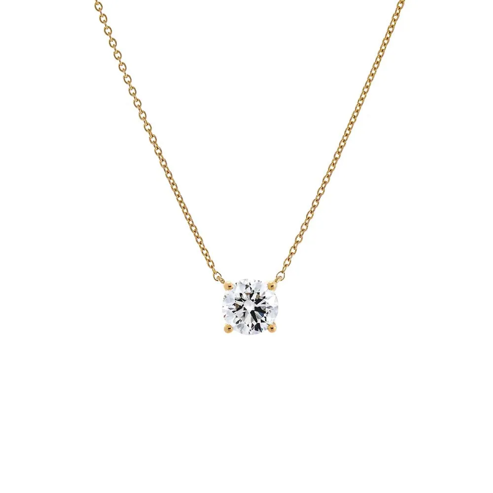 Lab Grown Diamond Round Solitaire Necklace 14K sold by Adina Eden's