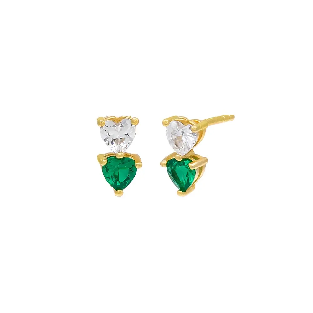 Double Heart CZ Stud Earring sold by Adina Eden's product image thumbnail 3
