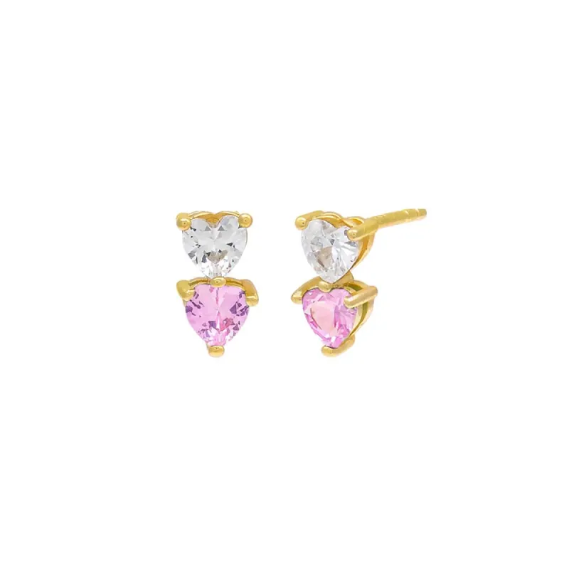 Double Heart CZ Stud Earring sold by Adina Eden's