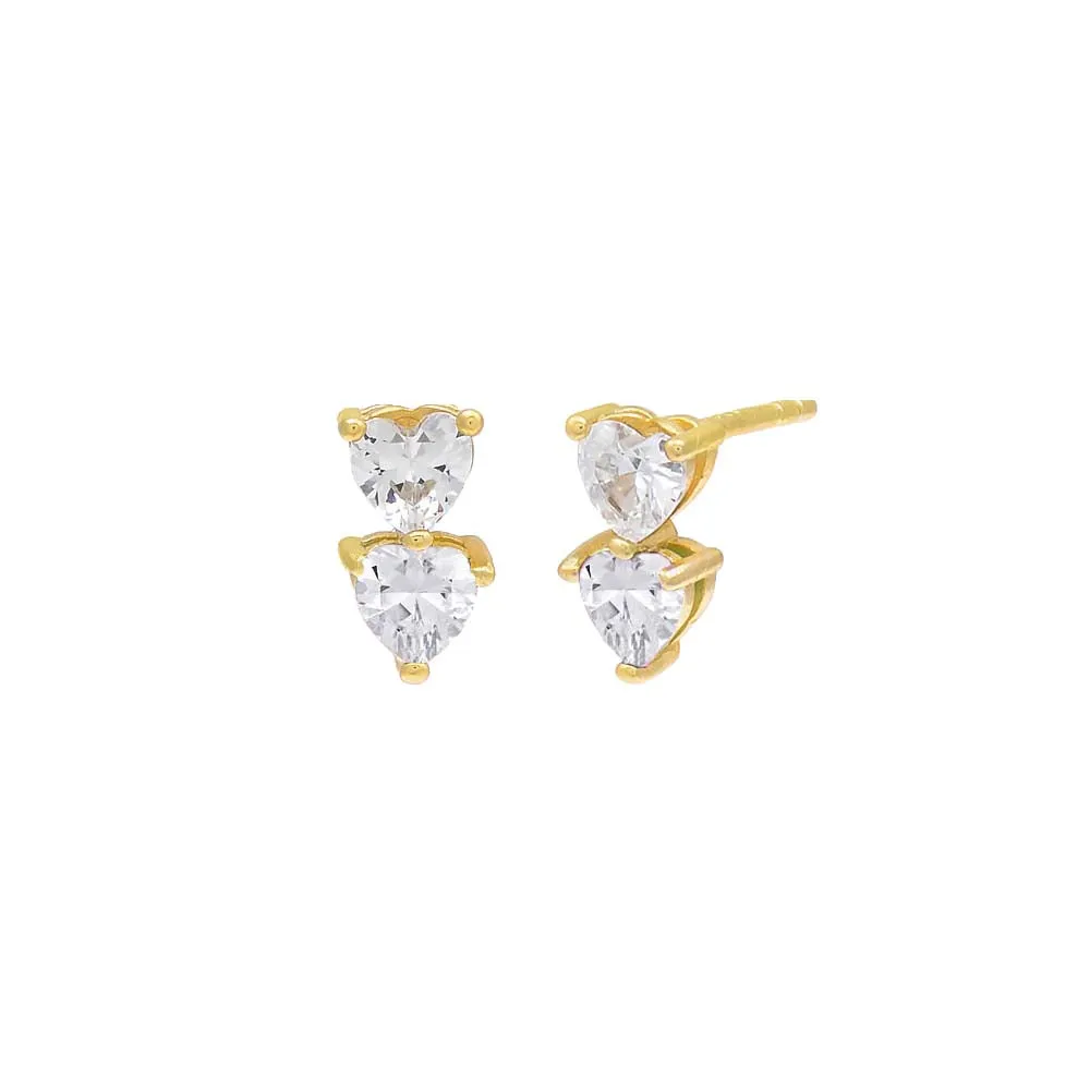 Double Heart CZ Stud Earring sold by Adina Eden's product image thumbnail 4