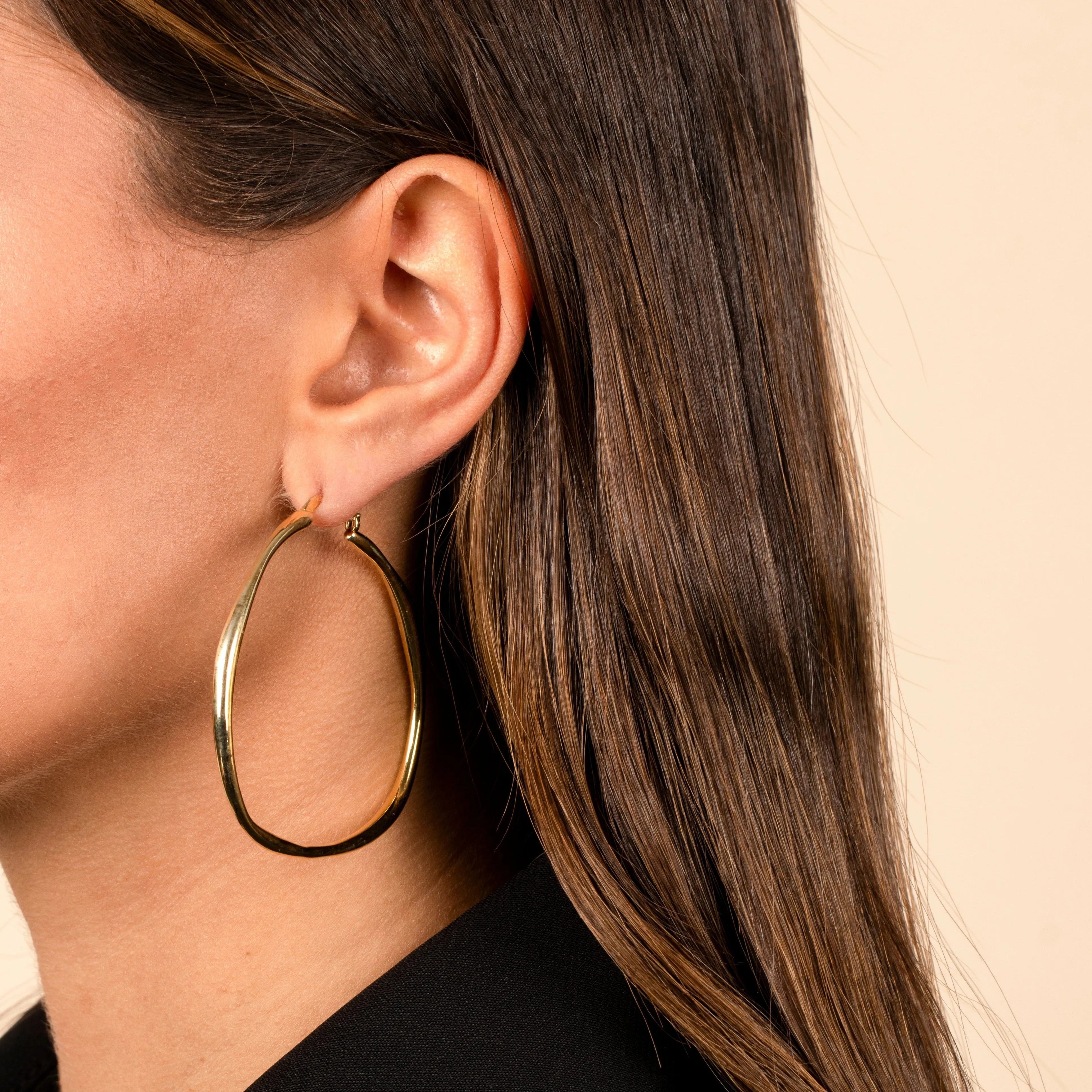 Thin Solid Wavy Open Hoop Earring sold by Adina Eden's product image thumbnail 4