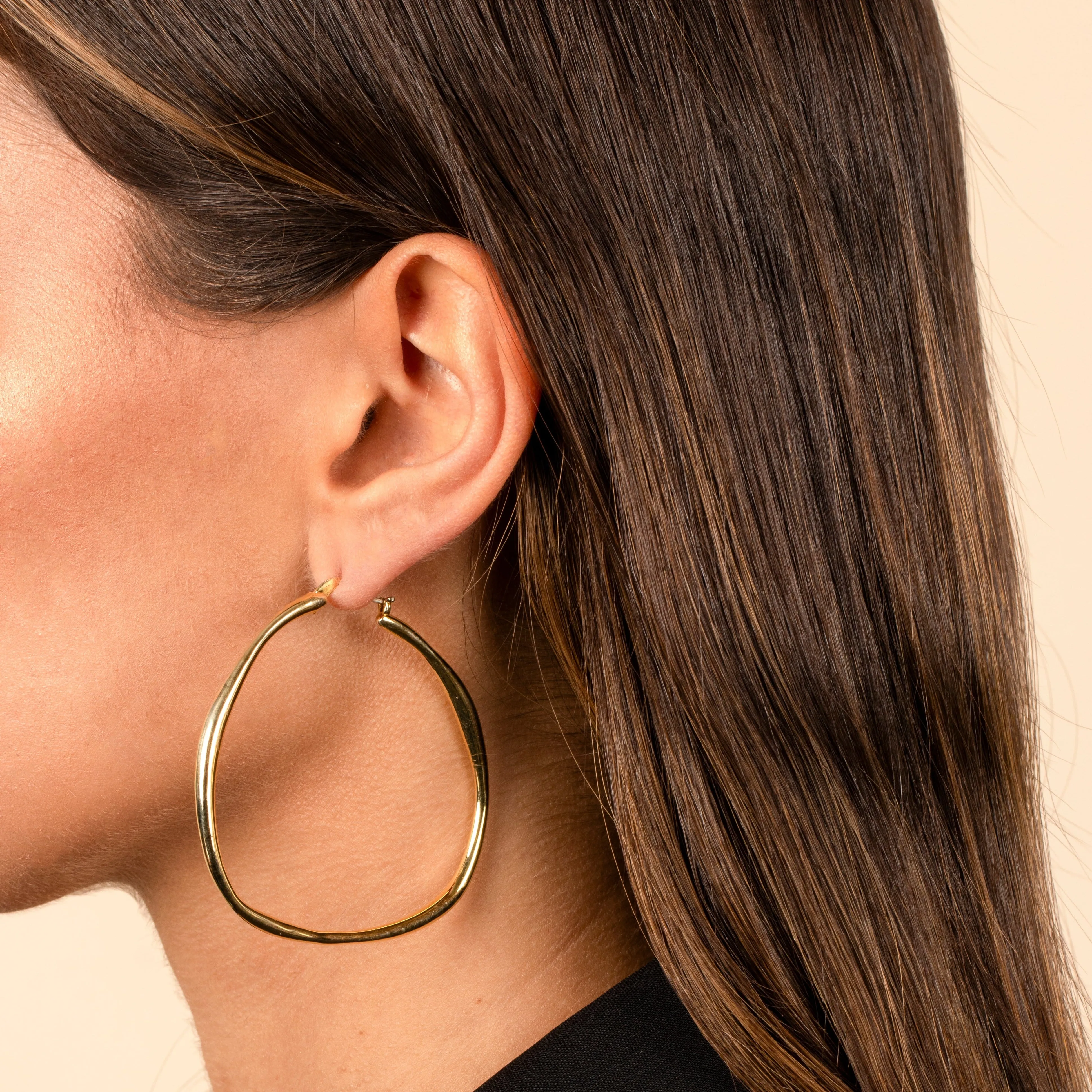 Thin Solid Wavy Open Hoop Earring sold by Adina Eden's product image thumbnail 3