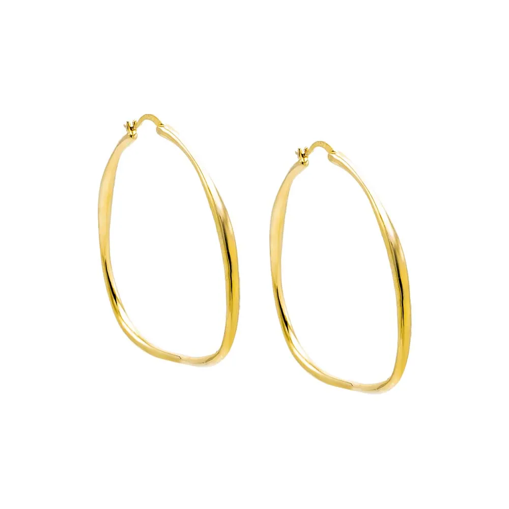 Thin Solid Wavy Open Hoop Earring sold by Adina Eden's