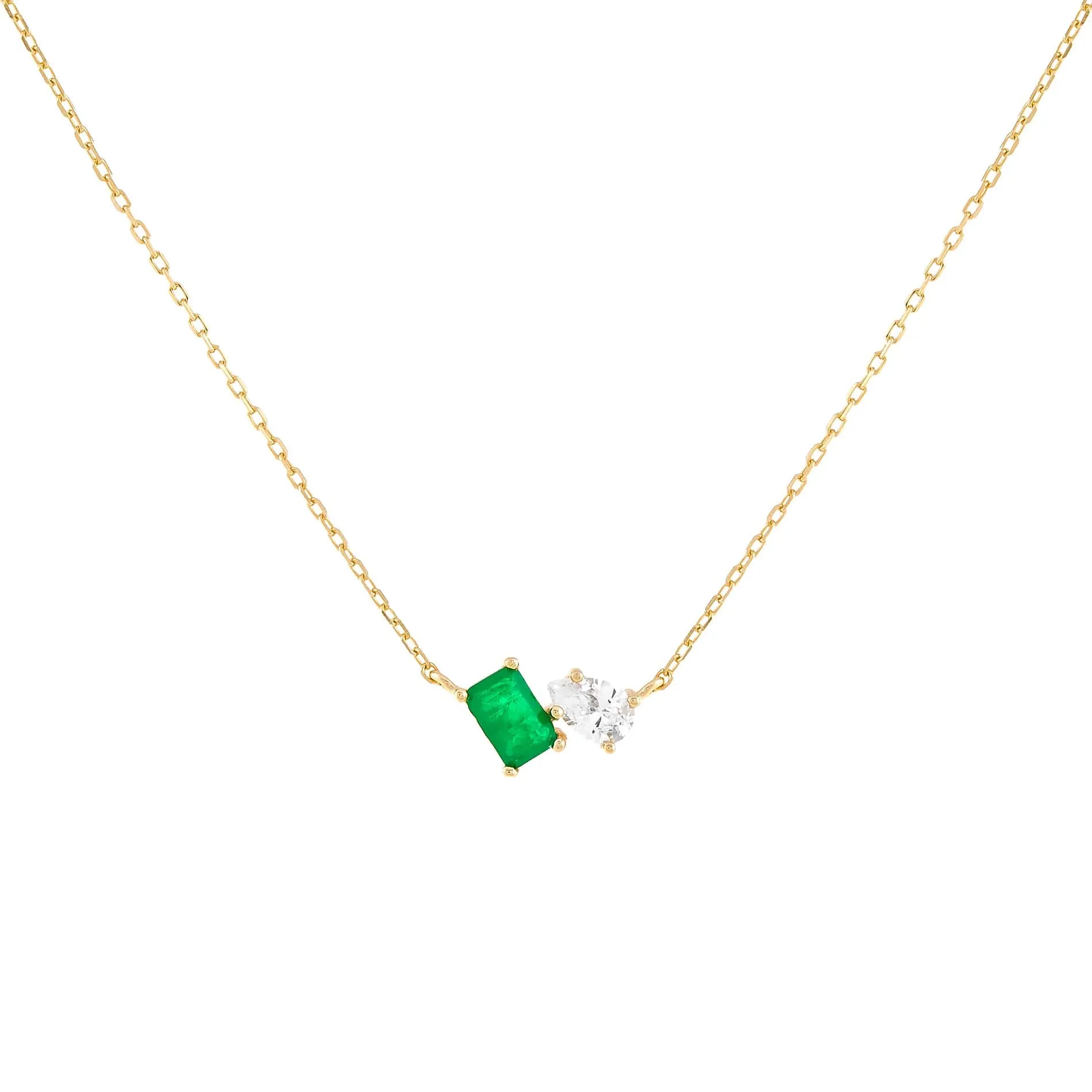 CZ Emerald X Teardrop Necklace sold by Adina Eden's