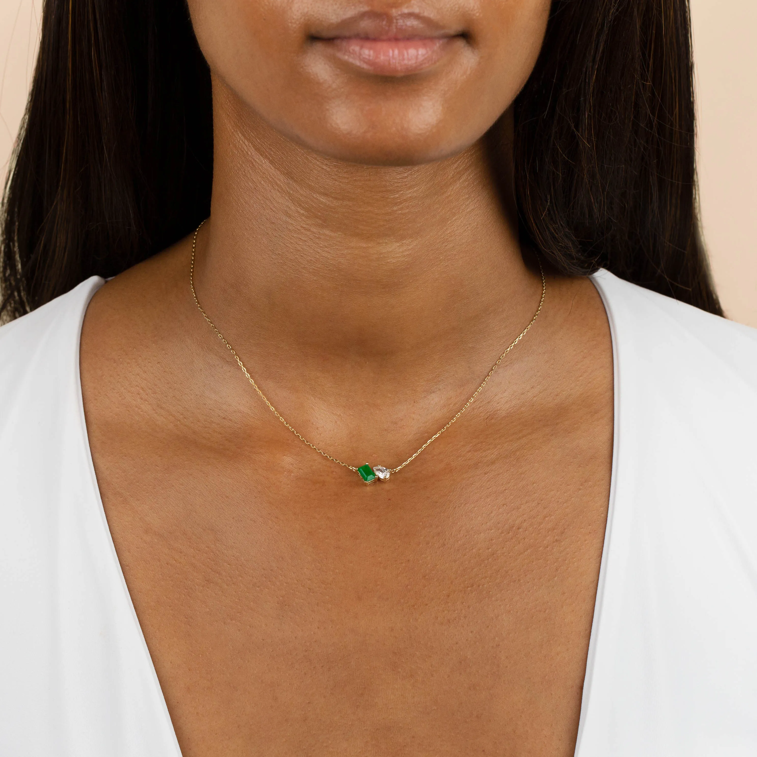 CZ Emerald X Teardrop Necklace sold by Adina Eden's product image thumbnail 2
