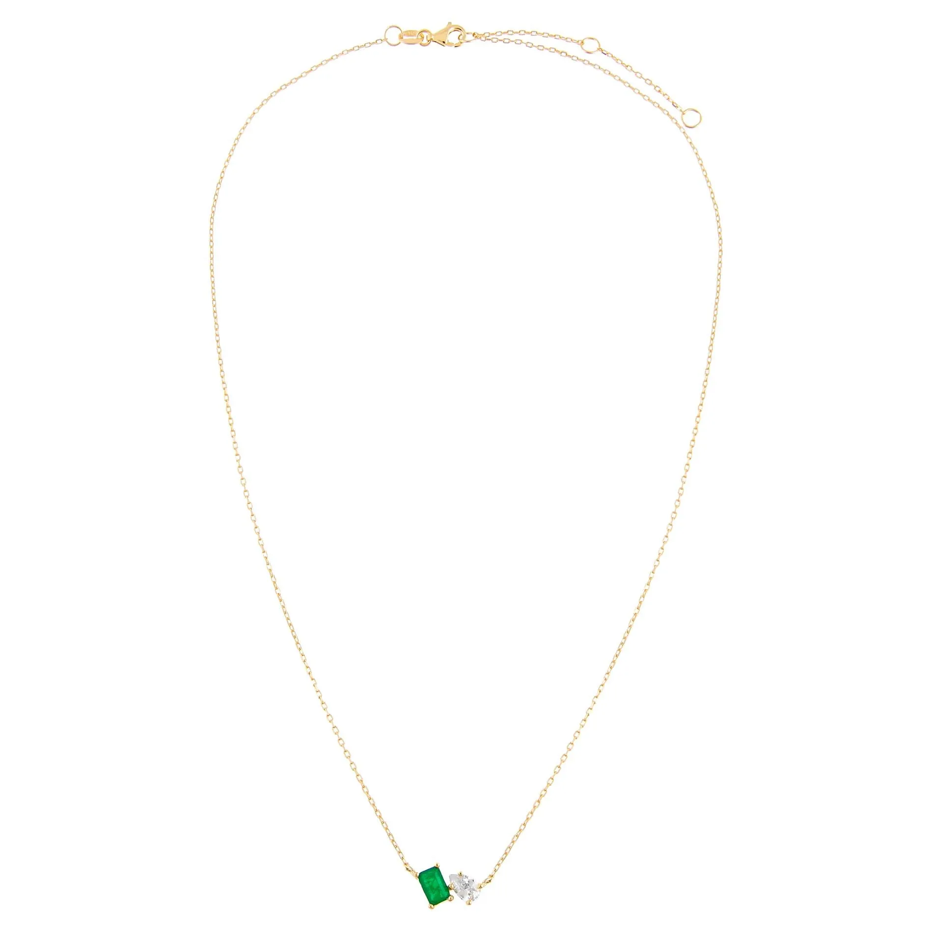 CZ Emerald X Teardrop Necklace sold by Adina Eden's product image thumbnail 3