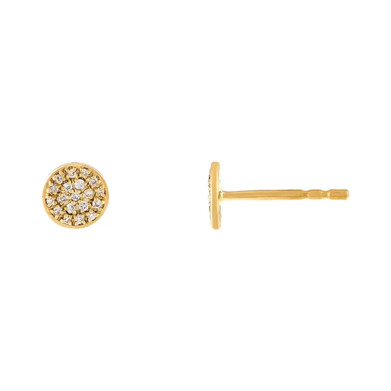 Round Diamond Disc Stud Earring 14K sold by Adina Eden's