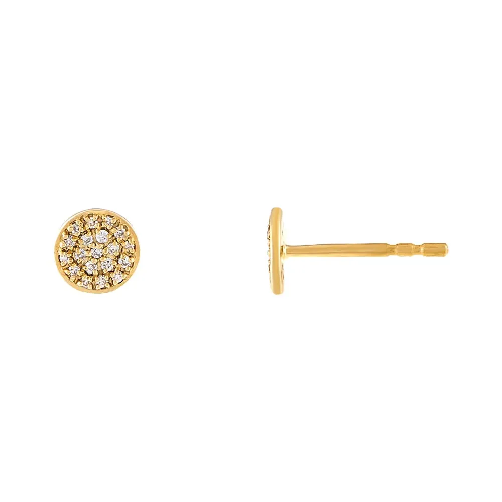 Round Diamond Disc Stud Earring 14K sold by Adina Eden's