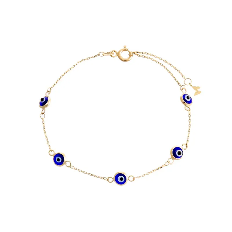 Multi Enamel Evil Eye Bracelet 14k sold by Adina Eden's