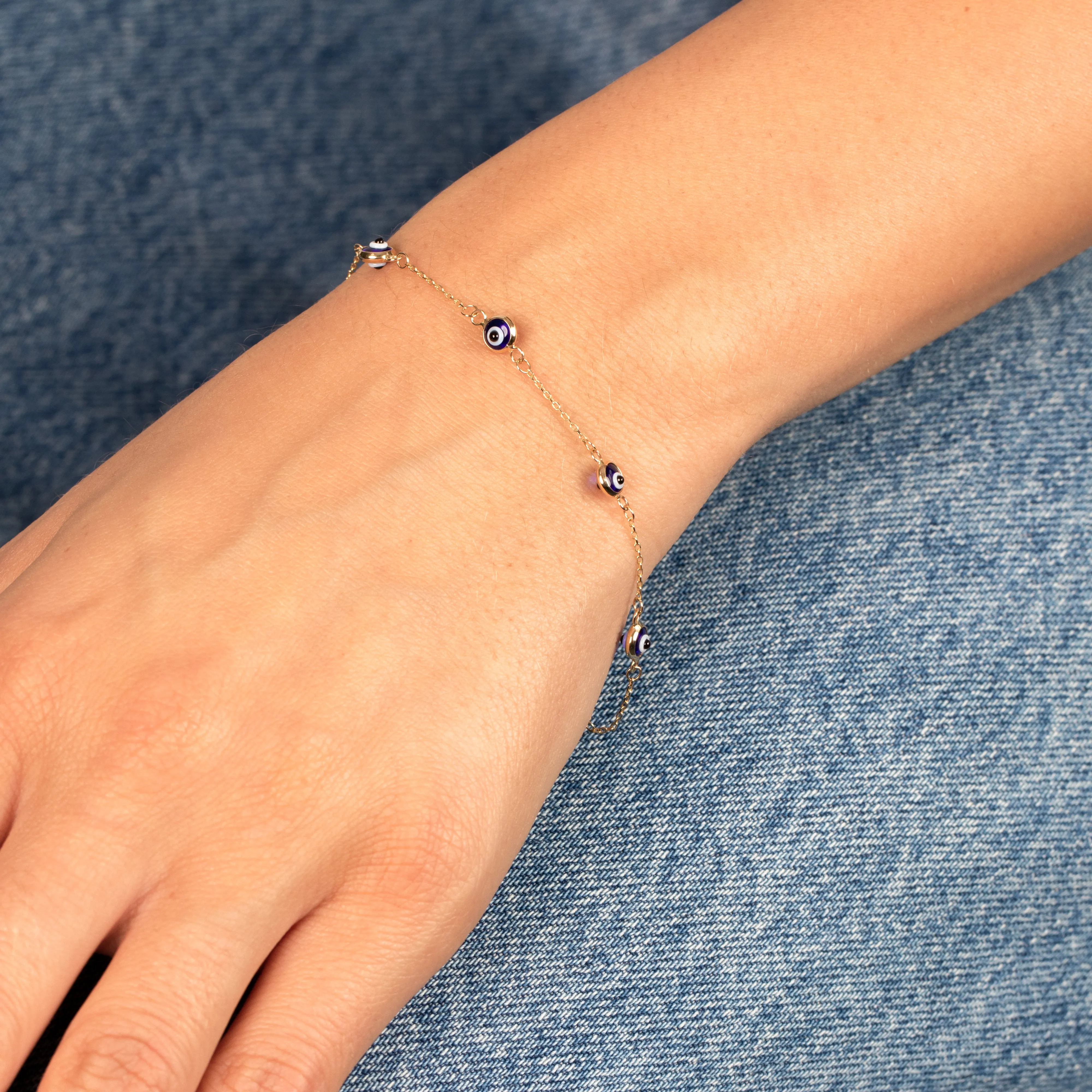 Multi Enamel Evil Eye Bracelet 14k sold by Adina Eden's product image thumbnail 2