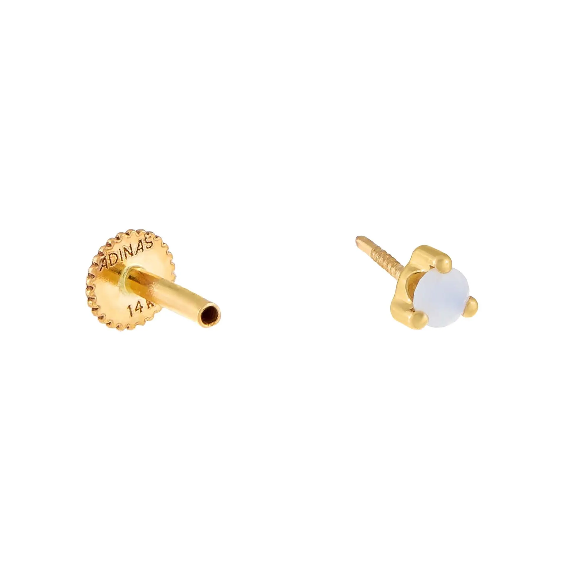 Opal Threaded Stud Earring 14K sold by Adina Eden's product image thumbnail 2
