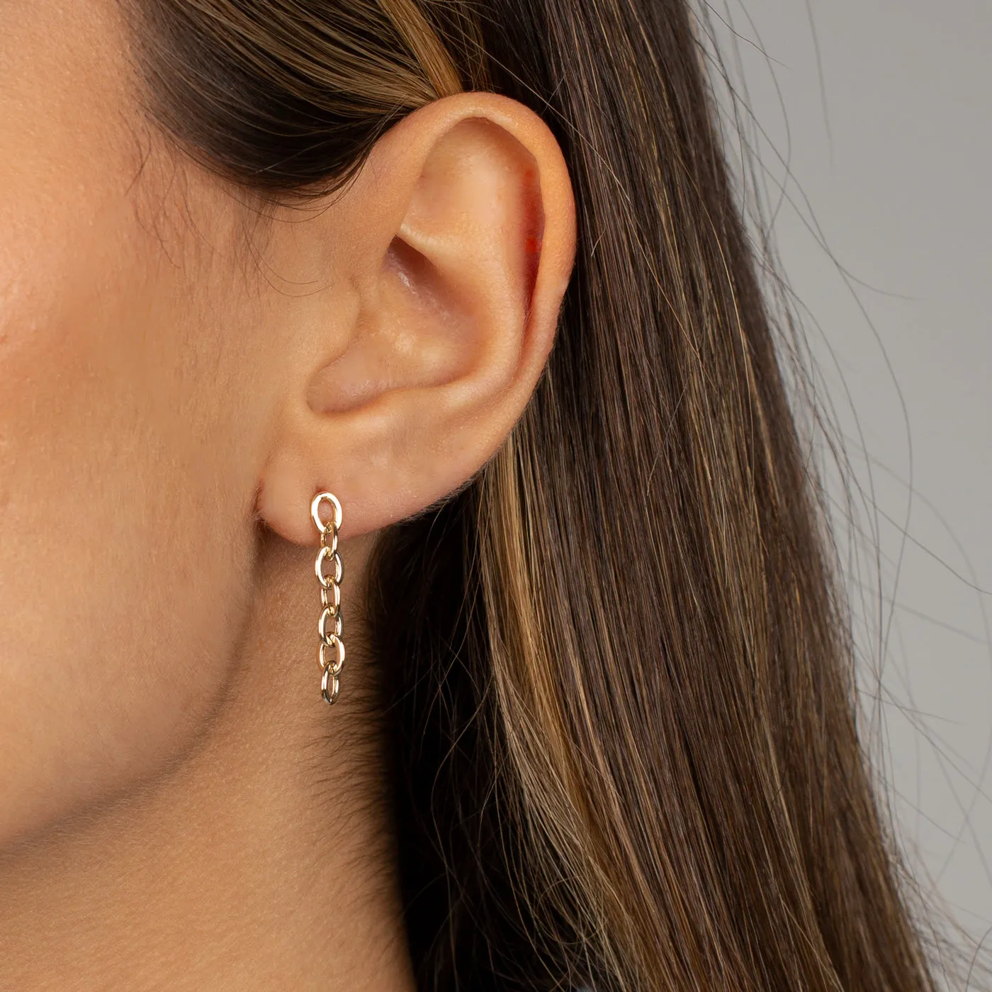 Chunky Chain Link Drop Down Stud Earring 14K sold by Adina Eden's product image thumbnail 2