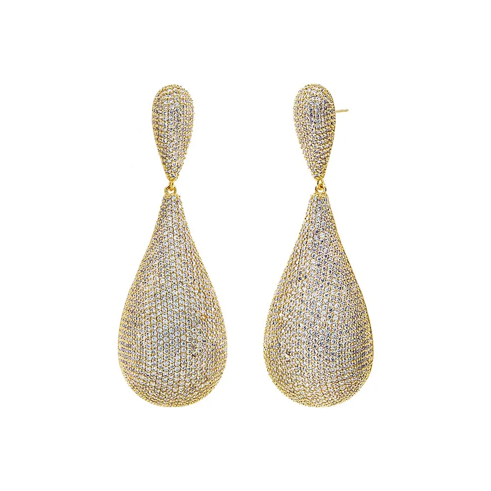 Pave Graduated Dangling Teardrop Stud Earring sold by Adina Eden's