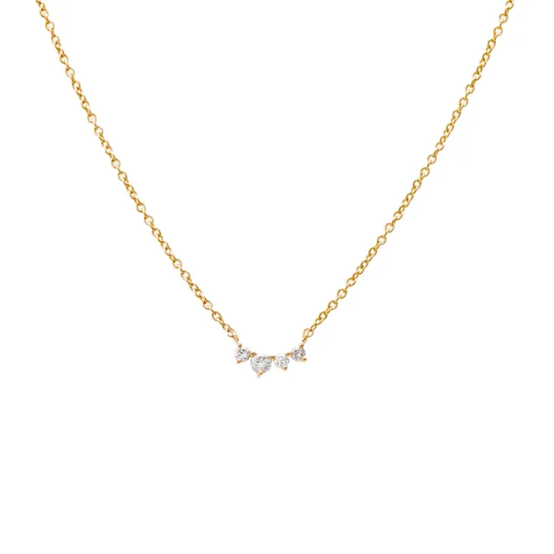 Diamond Graduated Solitaire Curved Bar Necklace 14K sold by Adina Eden's