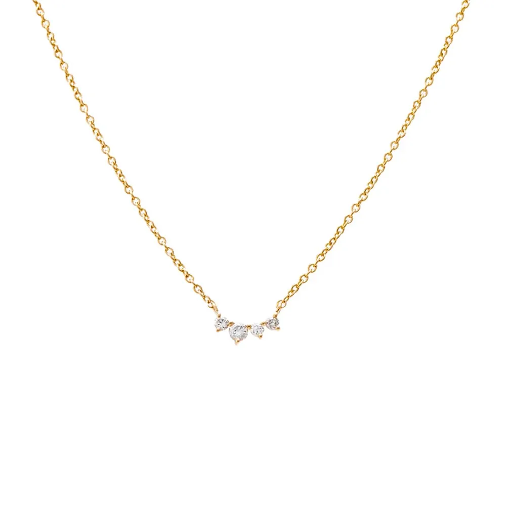 Diamond Graduated Solitaire Curved Bar Necklace 14K sold by Adina Eden's