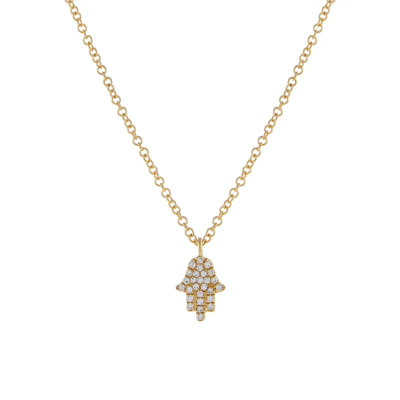 Diamond Hamsa Necklace 14K sold by Adina Eden's