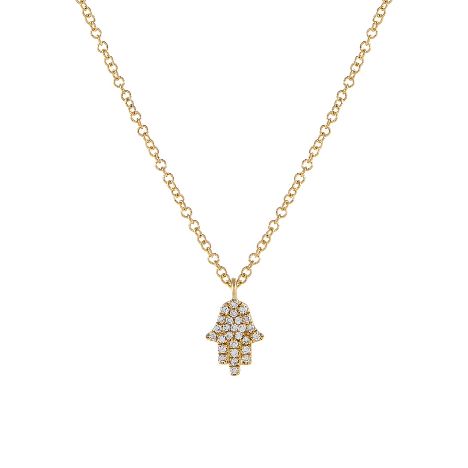 Diamond Hamsa Necklace 14K sold by Adina Eden's