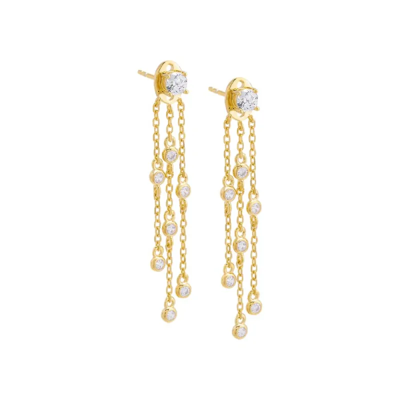 Colored Multi Strand Bezel Station Drop Stud Earring sold by Adina Eden's