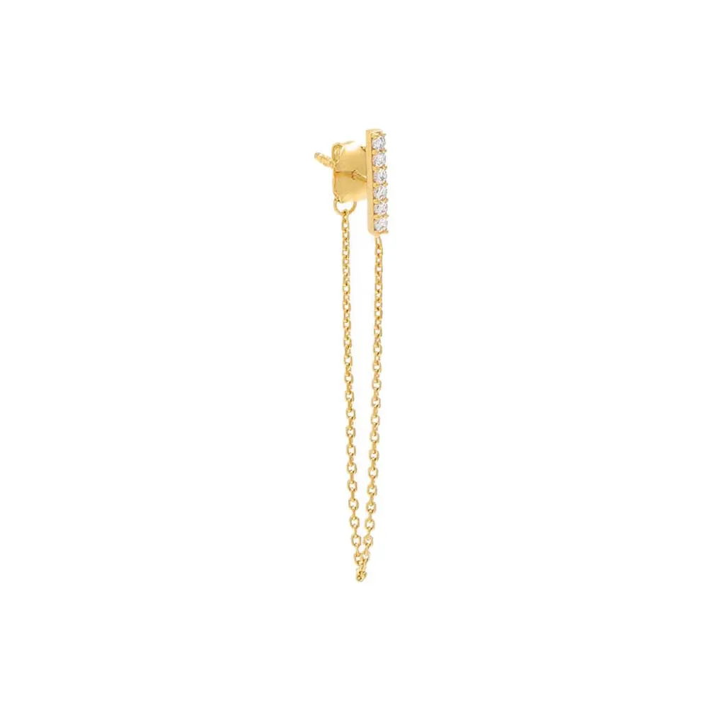 Pave Bar Chain Front Back Stud Earring 14K sold by Adina Eden's product image thumbnail 3