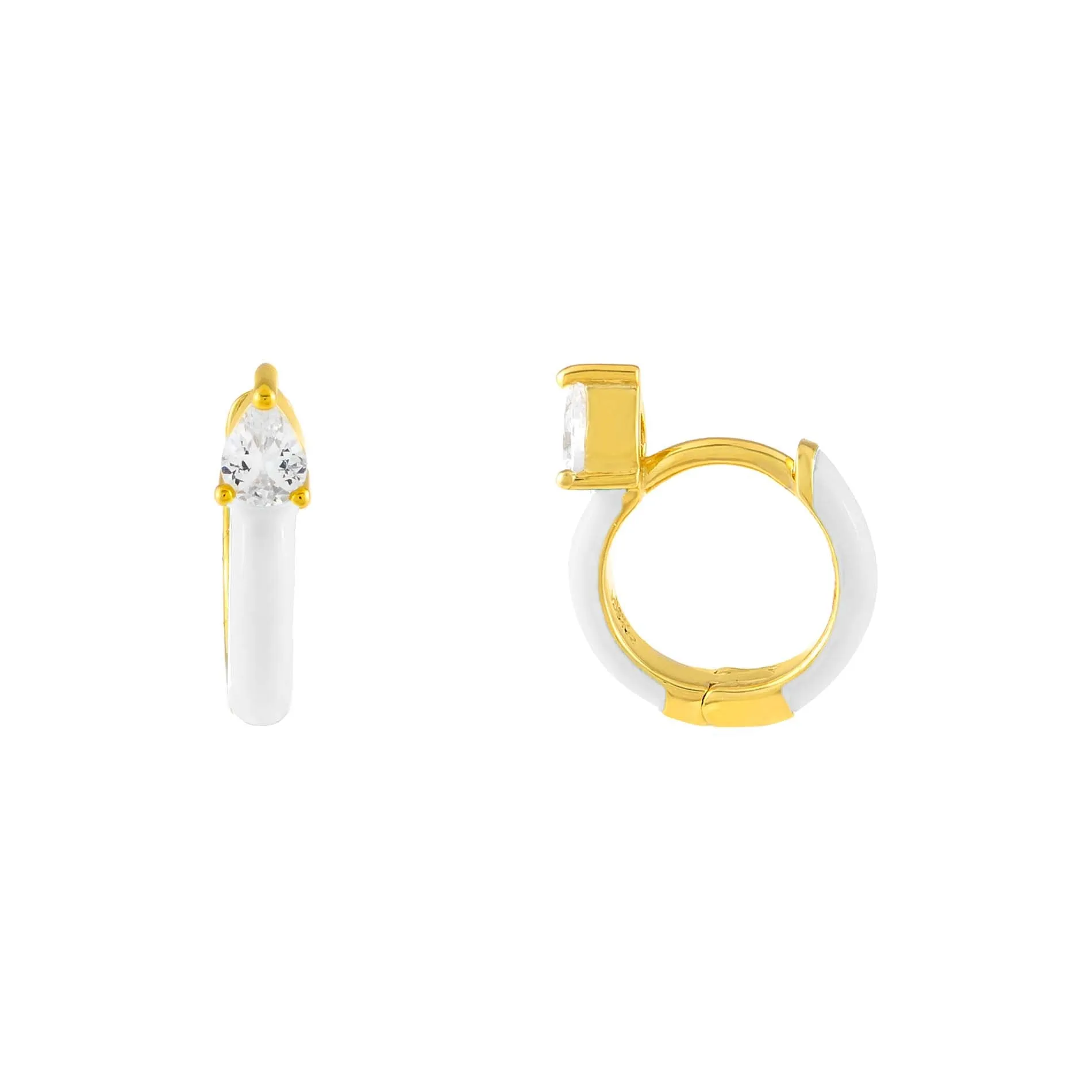 CZ Teardrop Enamel Huggie Earring sold by Adina Eden's product image thumbnail 4