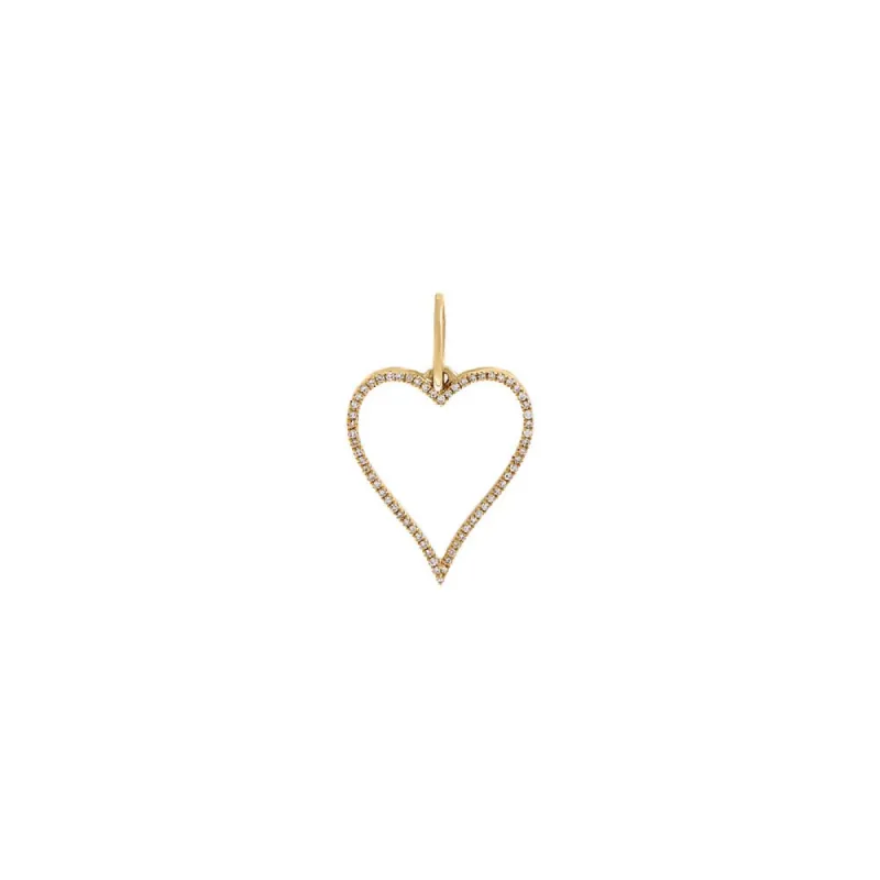 Diamond Pave Open Heart Necklace Charm 14K sold by Adina Eden's