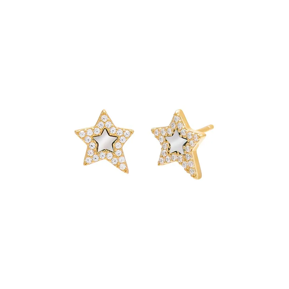 Pavé Star Stone Stud Earring sold by Adina Eden's