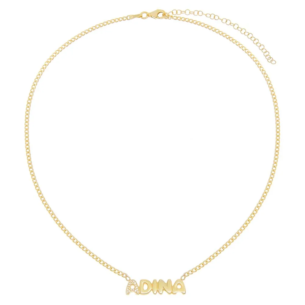 Pavé Bubble Name Link Necklace sold by Adina Eden's product image thumbnail 3