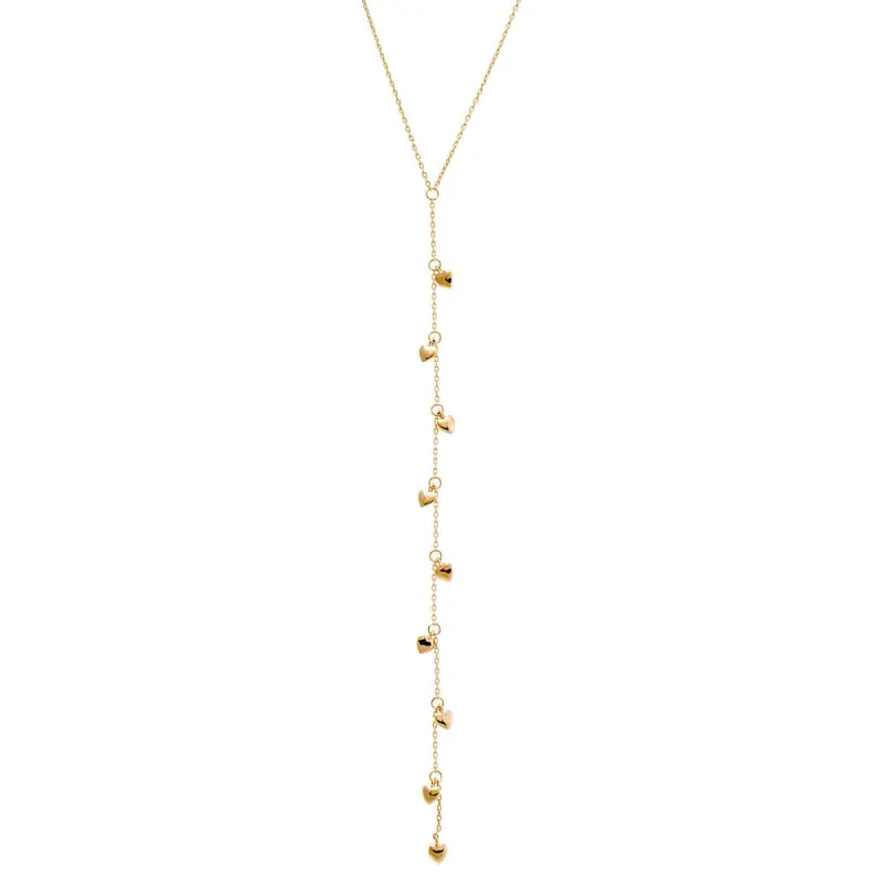 Solid Puffy Hearts Lariat Necklace 14K sold by Adina Eden's