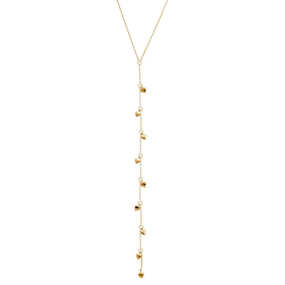 Solid Puffy Hearts Lariat Necklace 14K sold by Adina Eden's